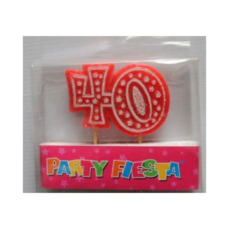Pack of 1 - Vela N 40 Roja Con Topos (Candle- 40 Number)
